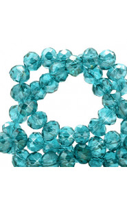 Faceted glass beads 3x2mm disc Viridian green-pearl shine coating